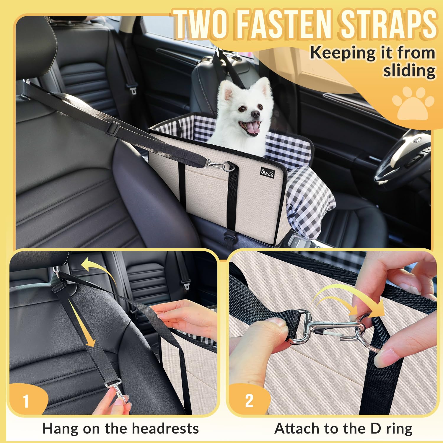 Heeipaw Cozy Armrest Dog Car Seat – Secure & Comfortable Travel Bed For Small Dogs And Puppies
