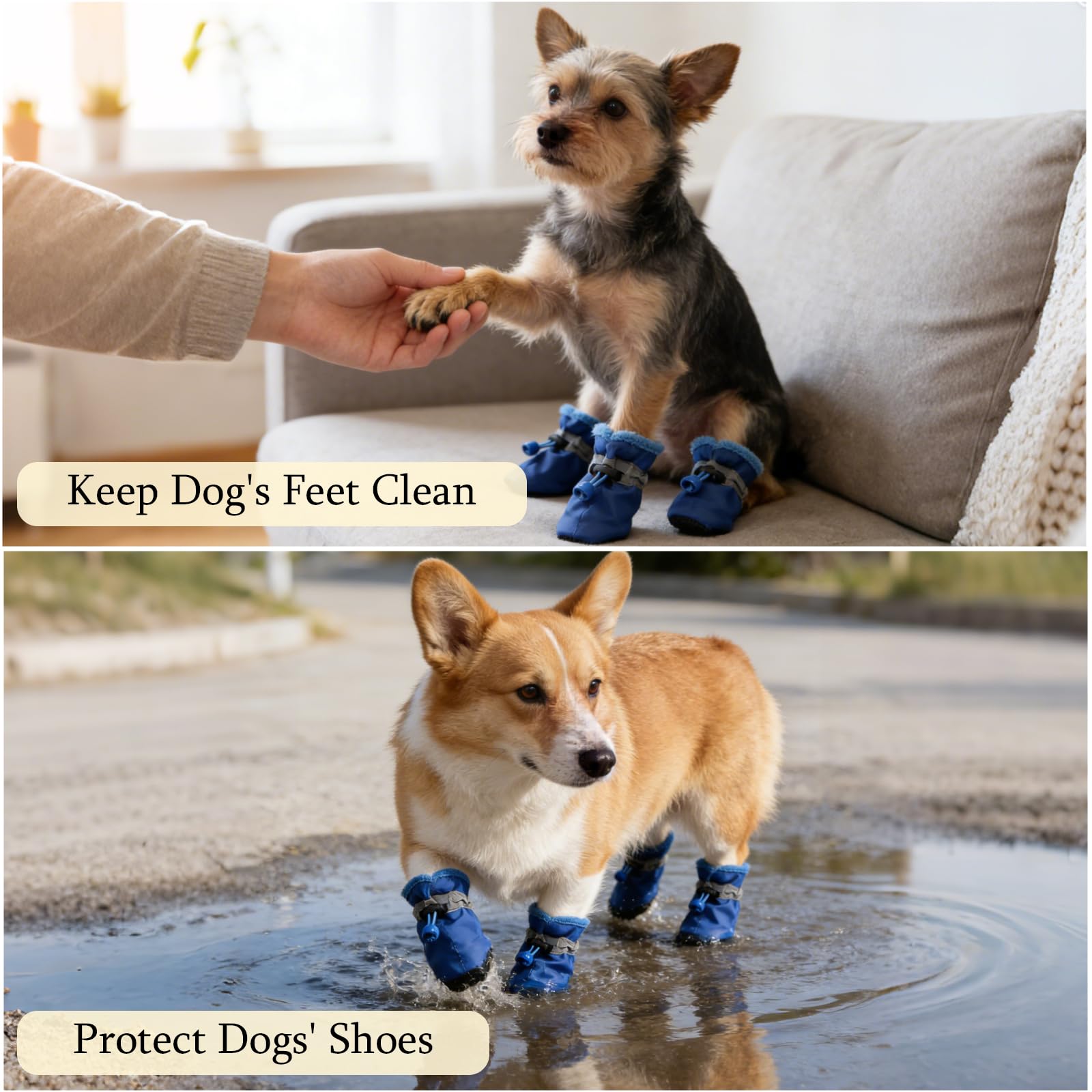 Heeipaw Waterproof Dog Boots – Reflective Anti-slip Paw Protection Shoes