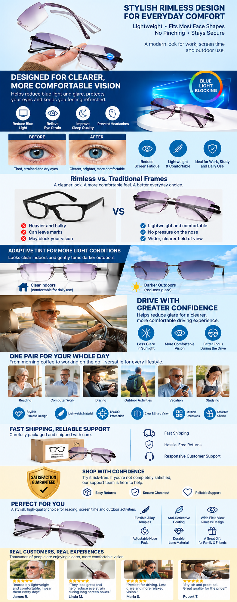 Everyday adaptive tint glasses