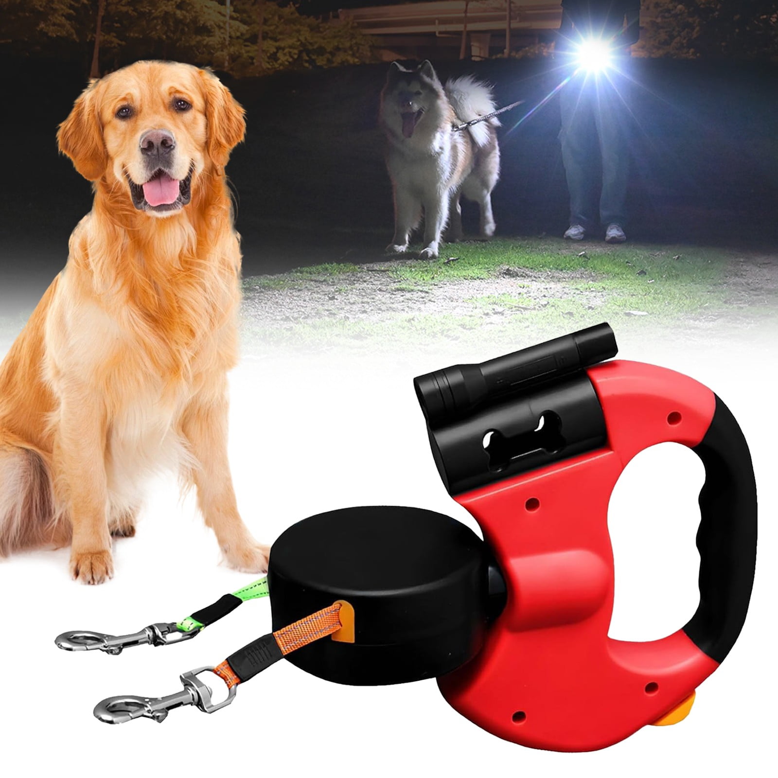 Heeipaw 2-in-1 Dual Head Retractable Dog Lead