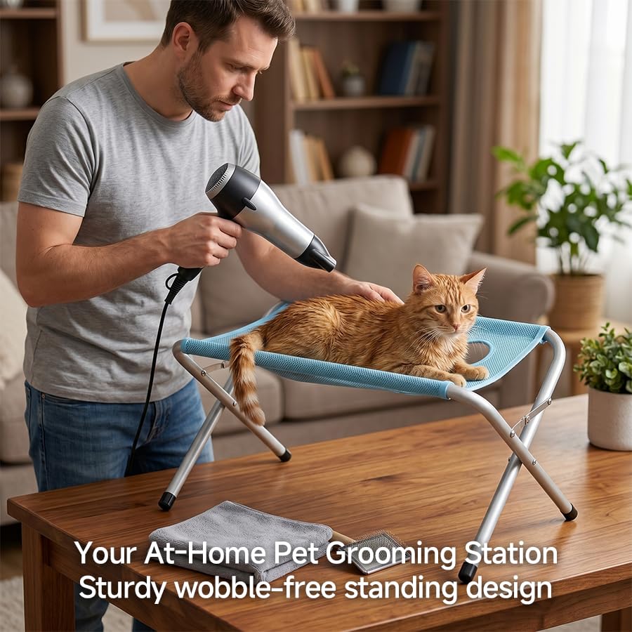 Heeipaw Foldable Pet Bathing Stand, Hands-Free Dog Grooming Support Rack for Cats & Dogs, Home Bathing & Care