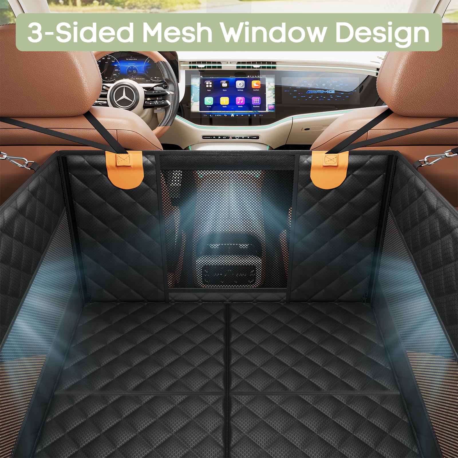 Heeipaw Dog Car Seat Cover – Waterproof Back Seat Pet Car Bed for Large Dogs, Non-Slip Travel Mat for Cars & SUVs