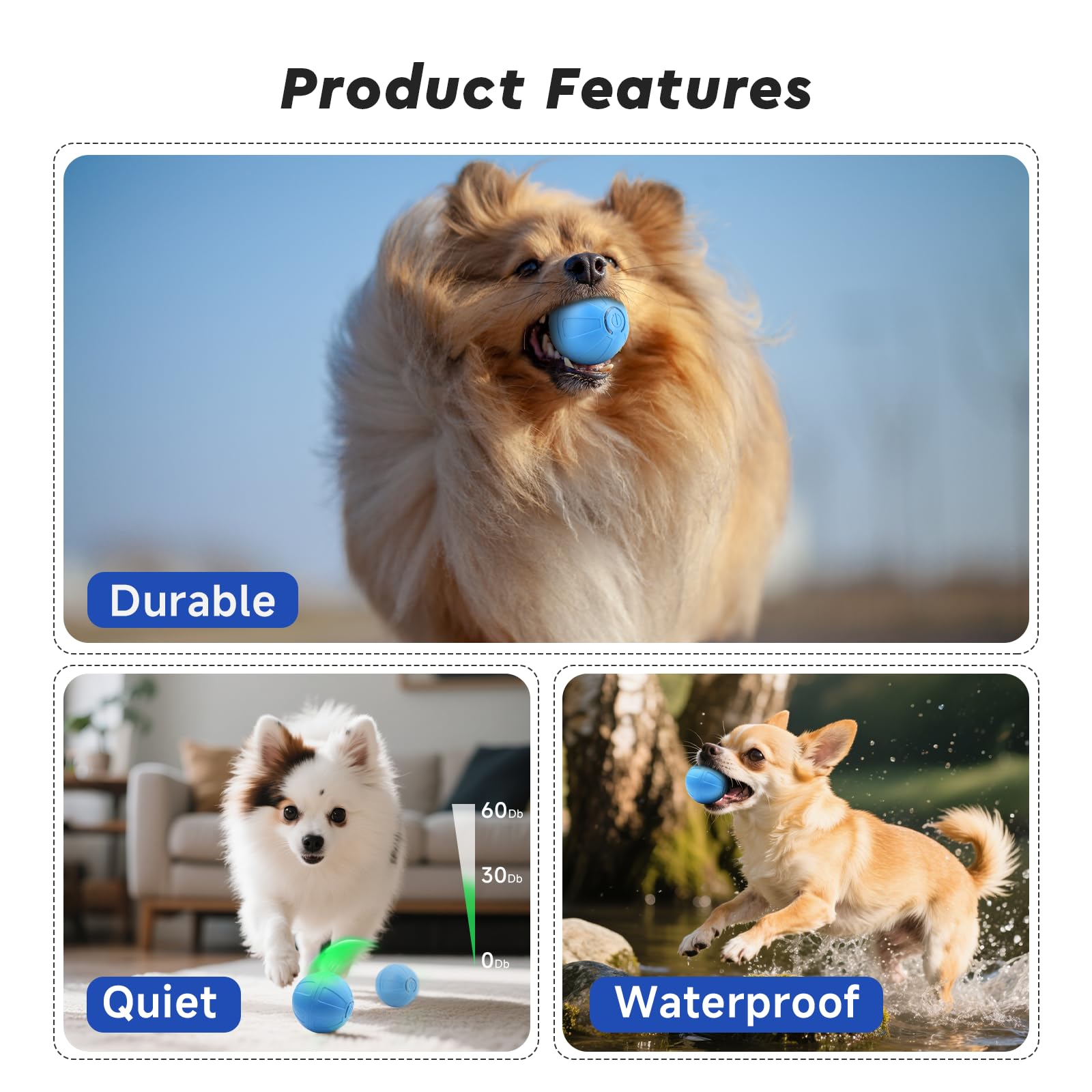 Heeipaw Interactive Cat & Dog Toy Ball, Durable Automatic Teaser Ball, Self-play Smart Pet Toy For Cats And Dogs, Boredom Relief & Iq Training