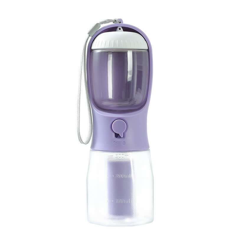 Heeipaw Portable Dog Water Bottle, 3-in-1 Travel Water Dispenser for Dogs & Cats, Leak-Proof Outdoor Pet Hydration Bottle - Purple - 300ml - image 12