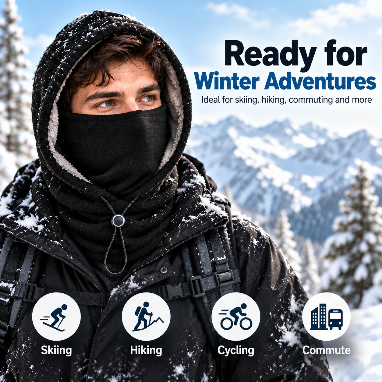 Winter fleece hood face cover and neck warmer product detail 4