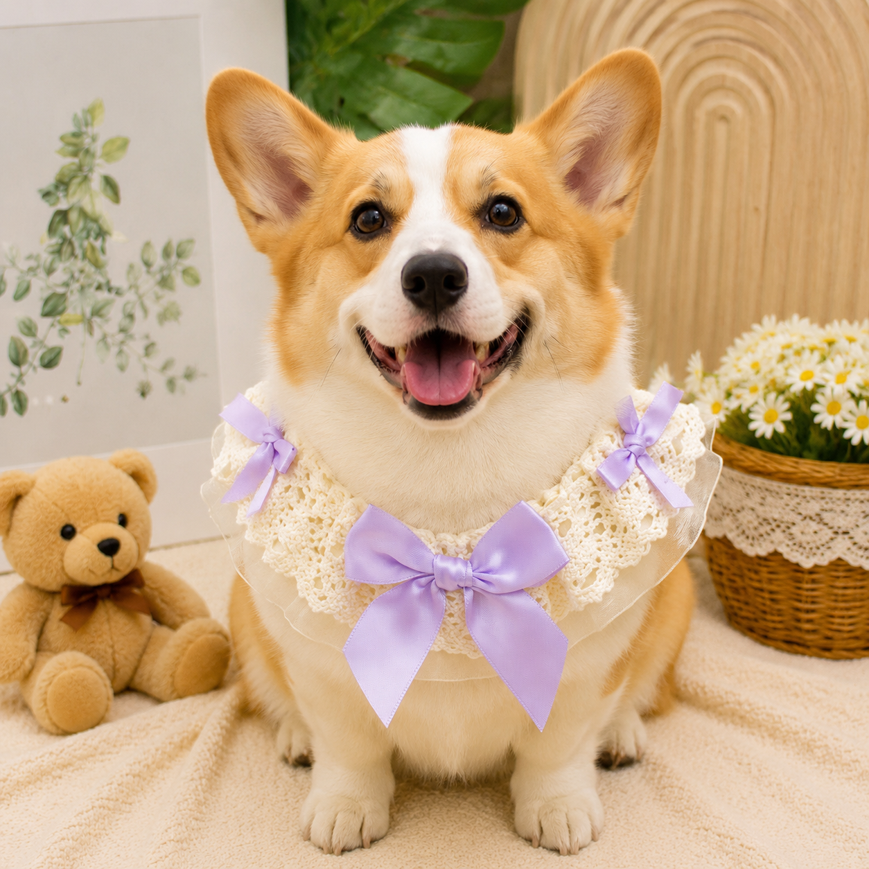 Heeipaw Pet Bandana Scarf For Dogs & Cats, Cute Lace Princess Collar Bib For Small Dogs, Teddy, Bichon, Puppy Fashion Accessories - Purple Satin - L - image 10