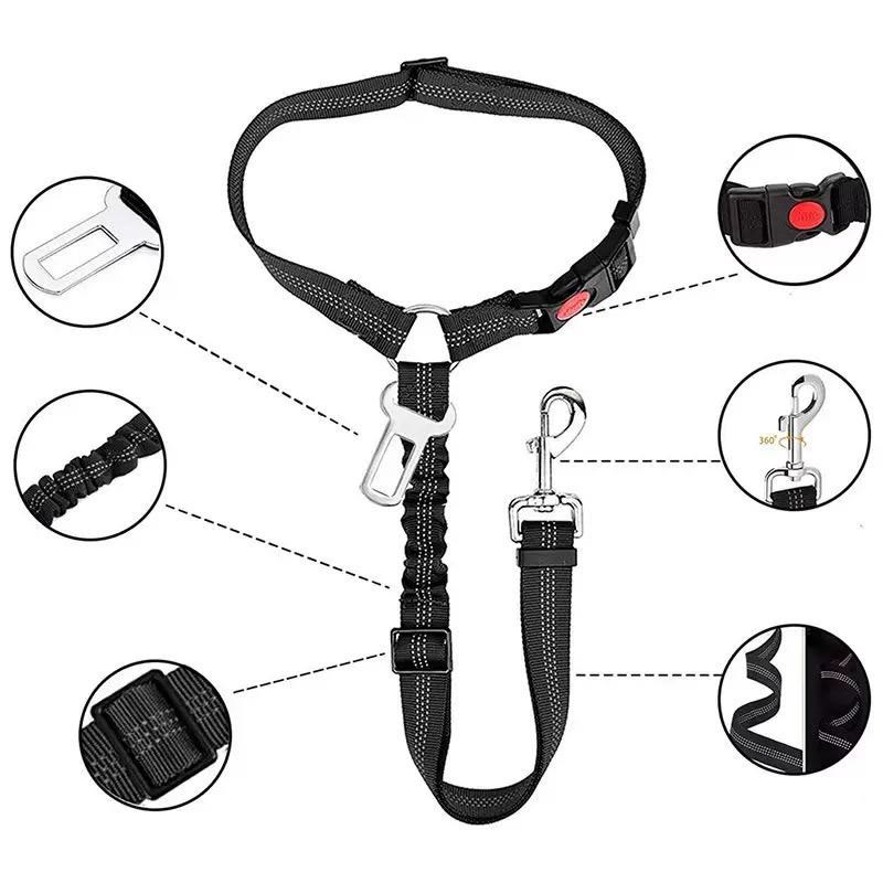 Heeipaw Reflective Dog Car Seat Belt, Adjustable Elastic Bungee Safety Tether With Seat Buckle Clip For Pet Travel - image 8