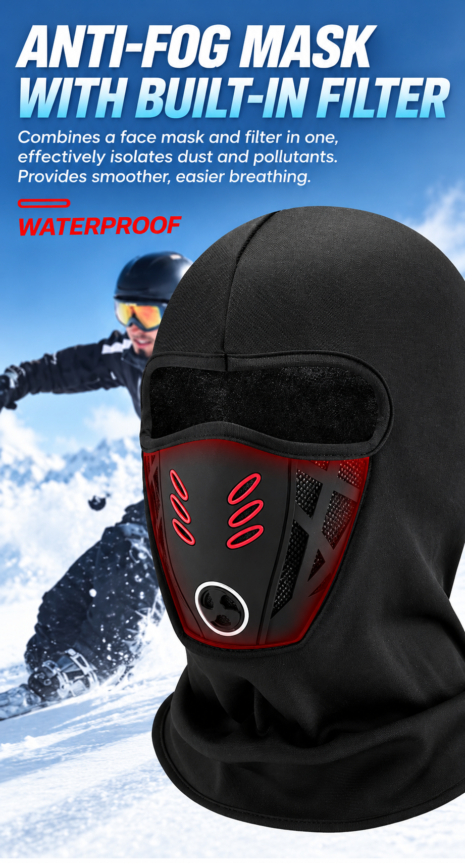 Winter outdoor mask anti-fog and vent concept