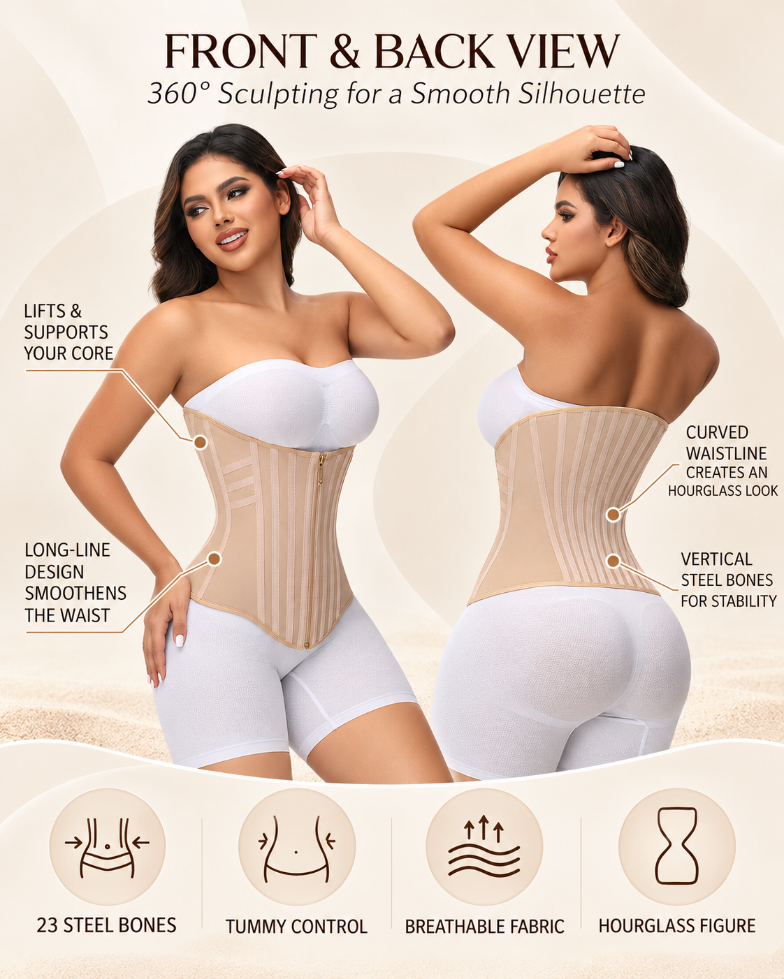 Waist Trainer Fabric and Closure Details