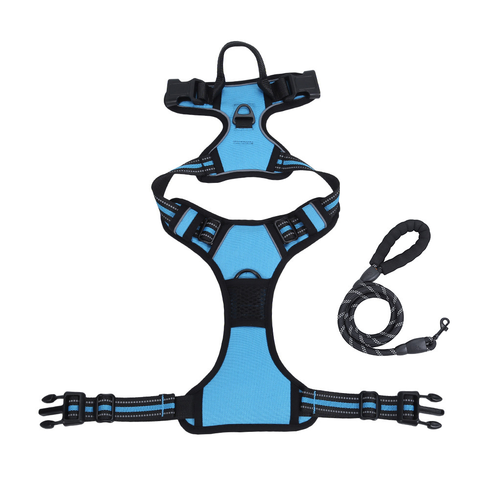 Heeipaw Adjustable H-shaped Dog Harness With Leash, No-pull Anti-choke Pet Vest, Breathable Walking Harness For Small, Medium & Large Dogs - Blue – Harness + Leash Set - Extra Large Size Harness with 1.5m × 1.2cm Durable Leash - image 10