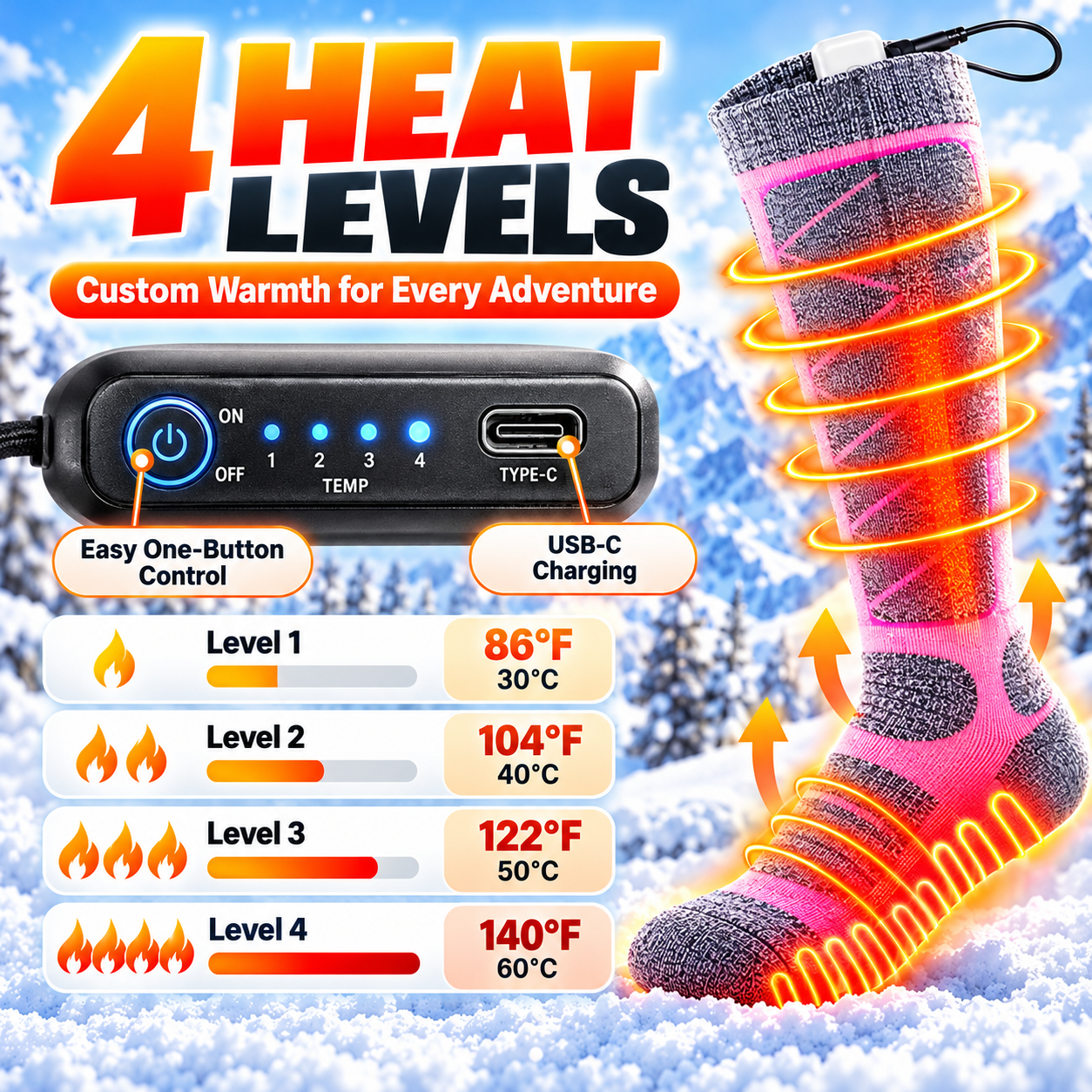 Heated Socks Size and Dimensions