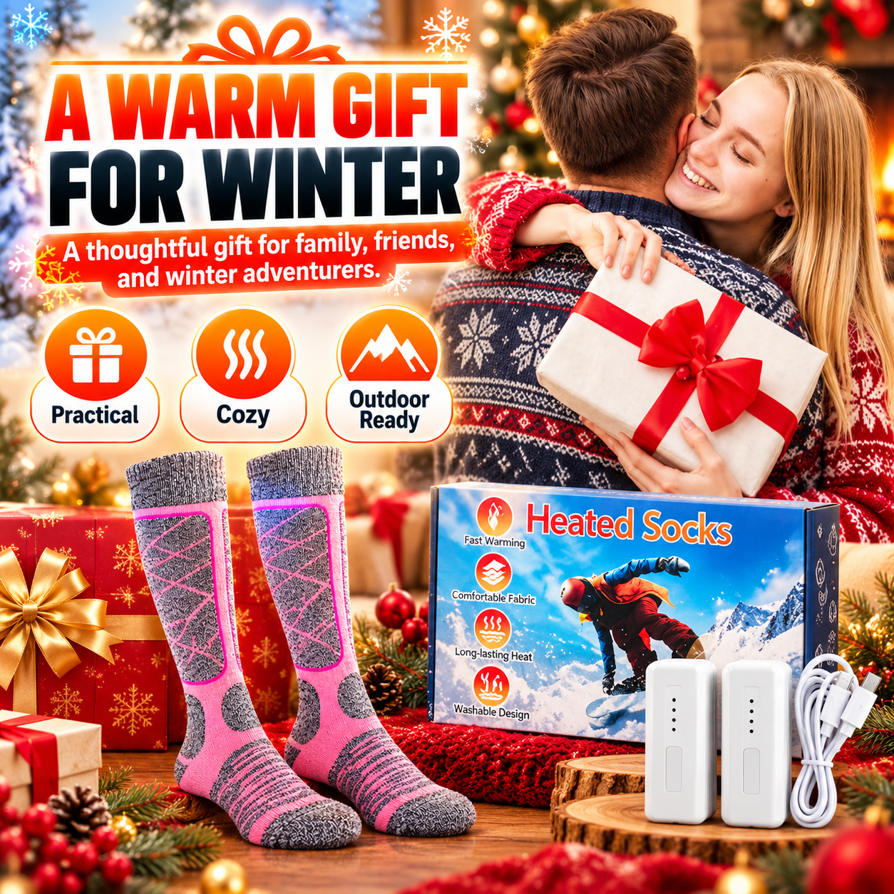 Heated Socks for Camping Hiking Skiing and Outdoor Work