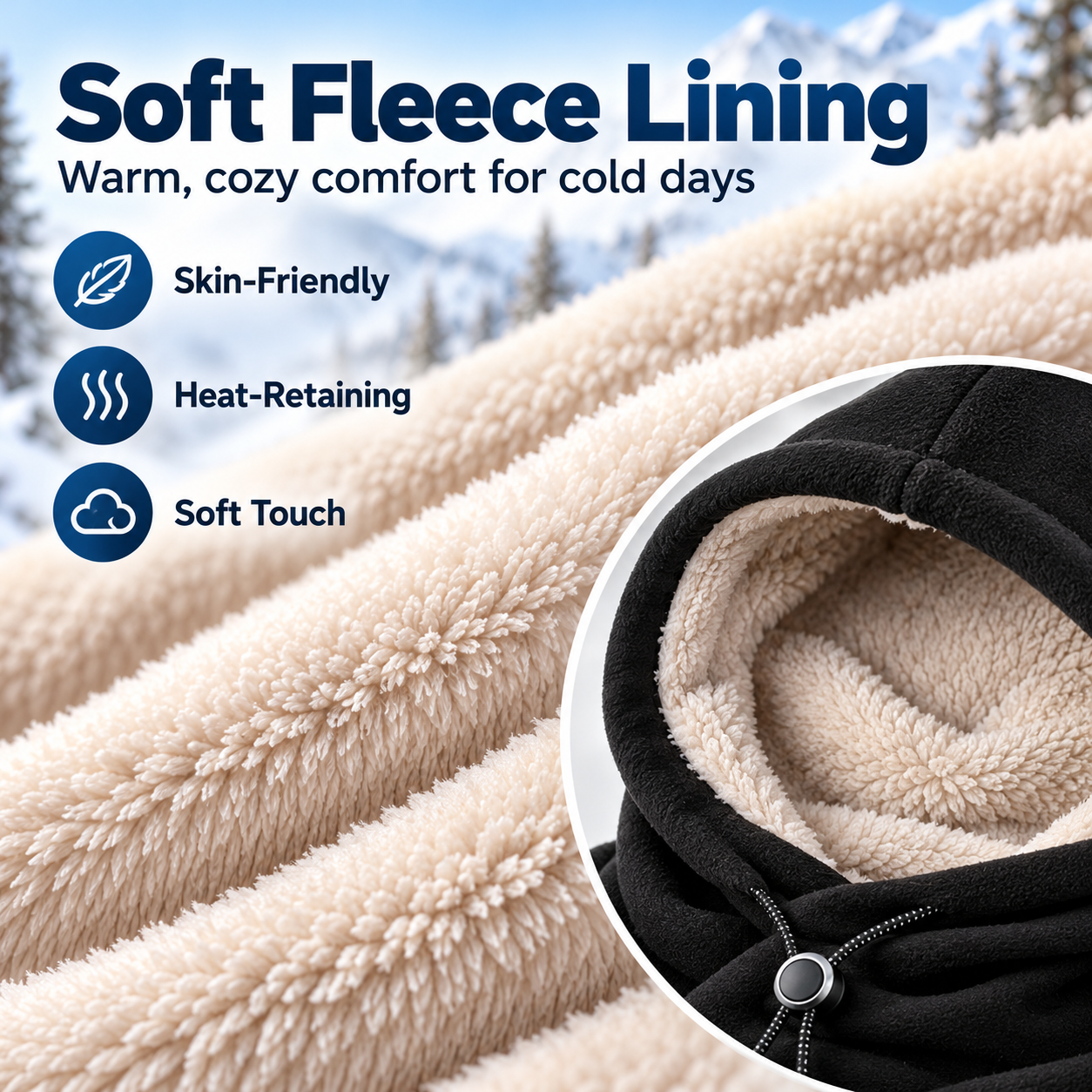 Winter fleece hood face cover and neck warmer product detail 6