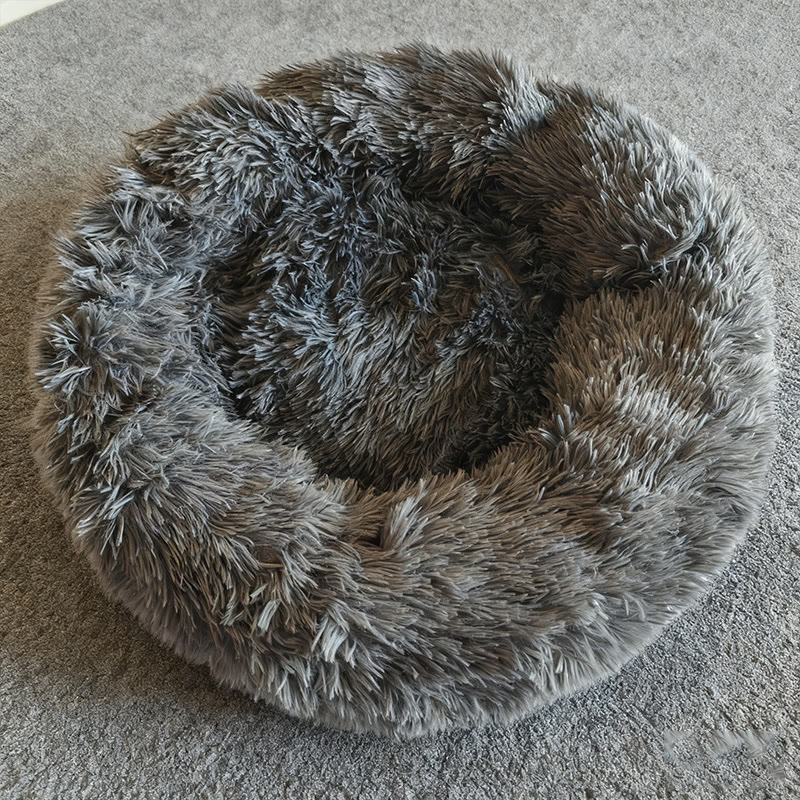 Heeipaw Calming Donut Dog Bed, Plush Round Pet Bed For Dogs & Cats, Soft Furry Puppy Bed With Cozy Bolstered Design, Winter Warm Sleeping Cushion For Small Medium Pets - 100cm - Dark Grey - image 7