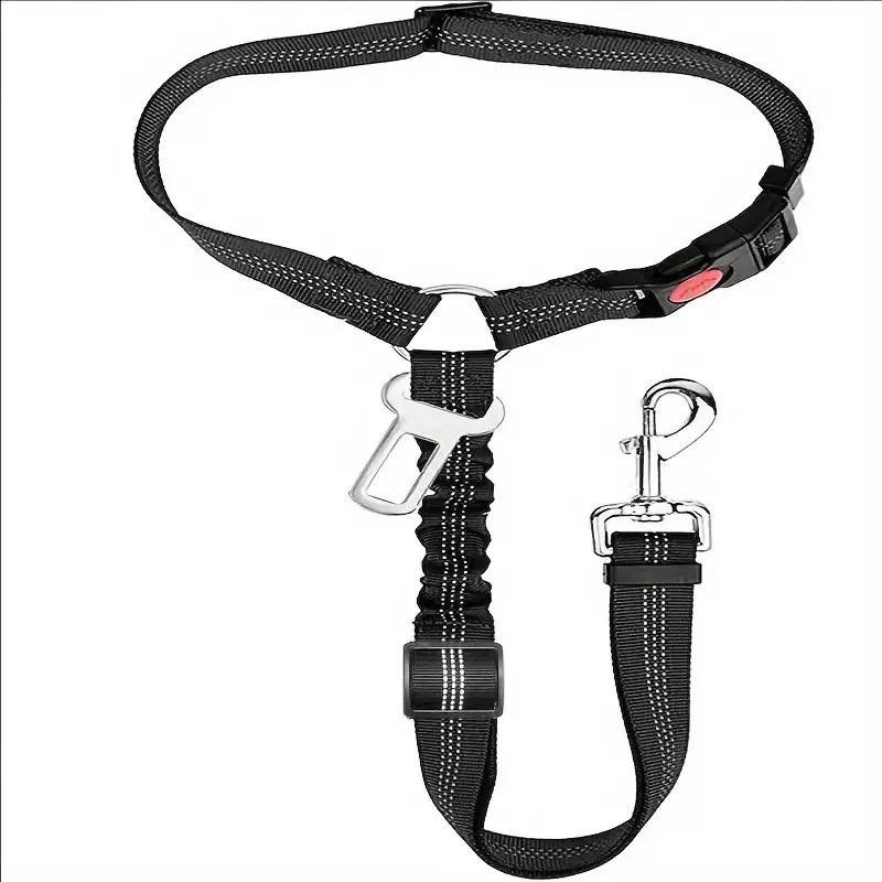 Heeipaw Reflective Dog Car Seat Belt, Adjustable Elastic Bungee Safety Tether With Seat Buckle Clip For Pet Travel - Black - 45-65*72-84*2.5cm - image 5