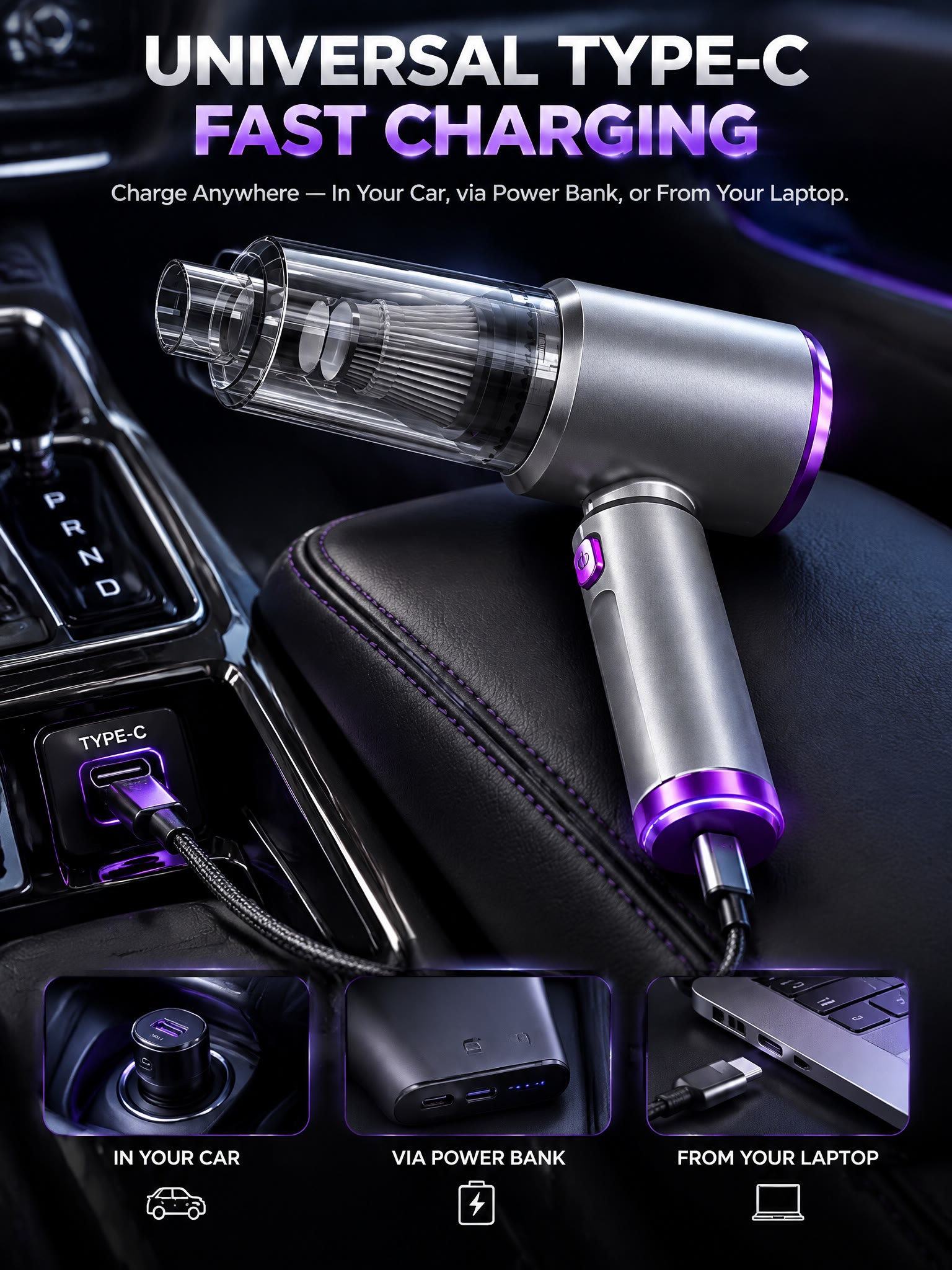 32,000Pa Powerful Cordless Car Vacuum Cleaner - image 23