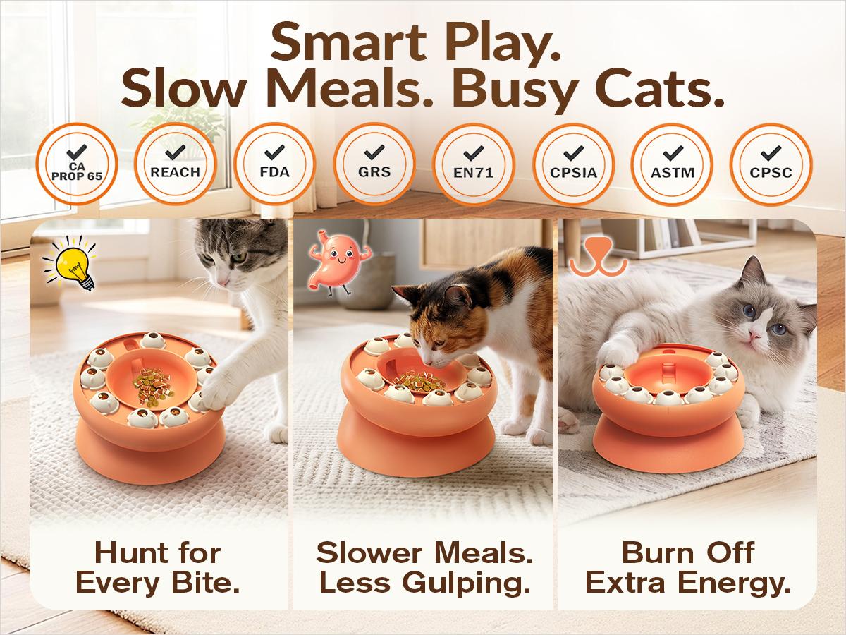 KADTC Cat Puzzle Toy for Cats Indoor, Slow Feeder Bowl for Fast Eaters, Interactive Kitten Enrichment Toy