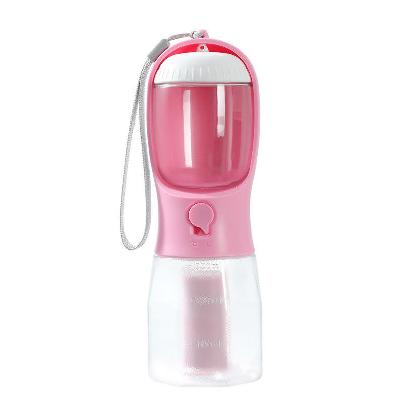 Heeipaw Portable Dog Water Bottle, 3-in-1 Travel Water Dispenser for Dogs & Cats, Leak-Proof Outdoor Pet Hydration Bottle - Pink - 300ml - image 11