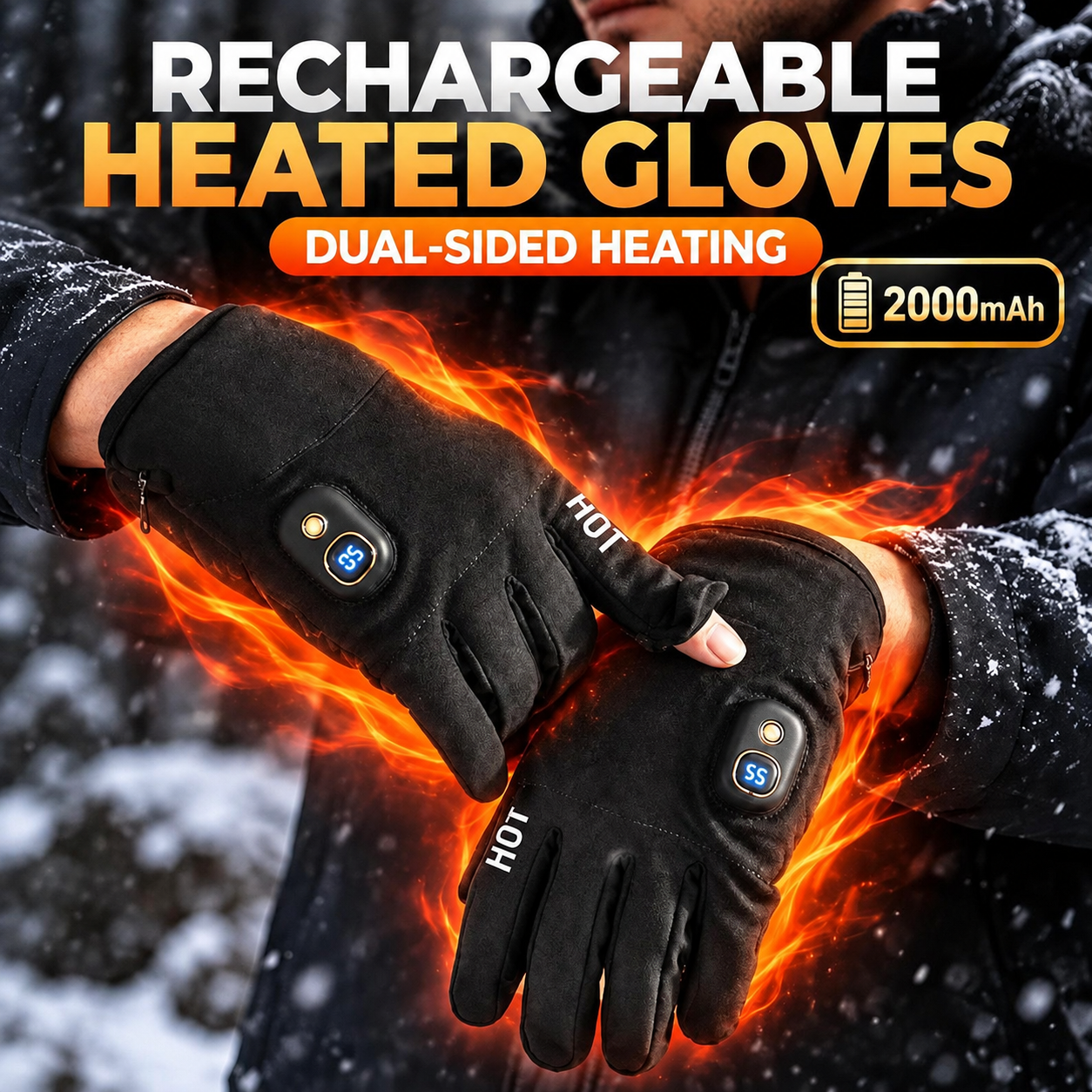 Rechargeable Heated Gloves with Smart Temperature Control – Long Battery Life, Warm Winter Gloves for Office, Gaming & Outdoor A