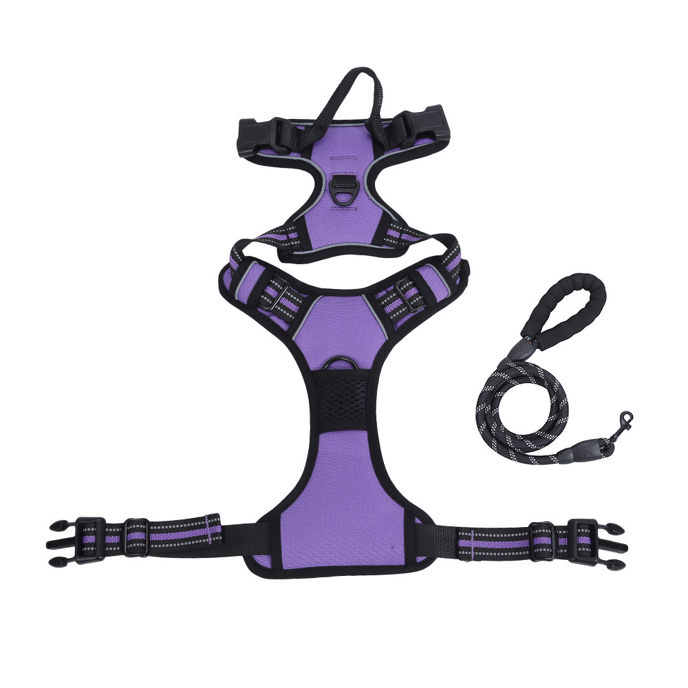 Heeipaw Adjustable H-shaped Dog Harness With Leash, No-pull Anti-choke Pet Vest, Breathable Walking Harness For Small, Medium & Large Dogs - Purple – Harness + Leash Set - Extra Large Size Harness with 1.5m × 1.2cm Durable Leash - image 9