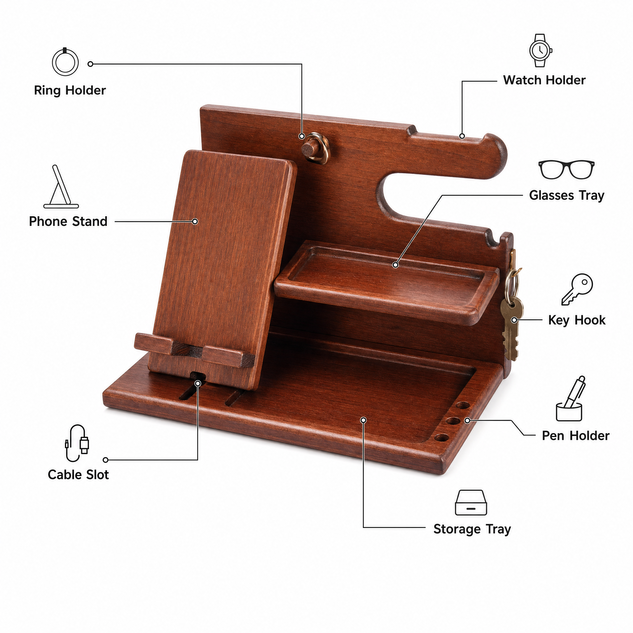 Wooden Multi-Device Charging Station