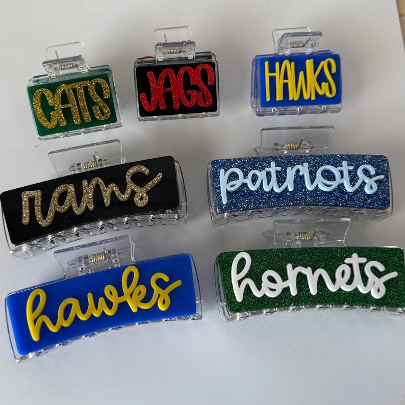 Custom Team Name Hair Claw Clip, Personalized Sports Hair Clip, Game Day Team Spirit Accessory