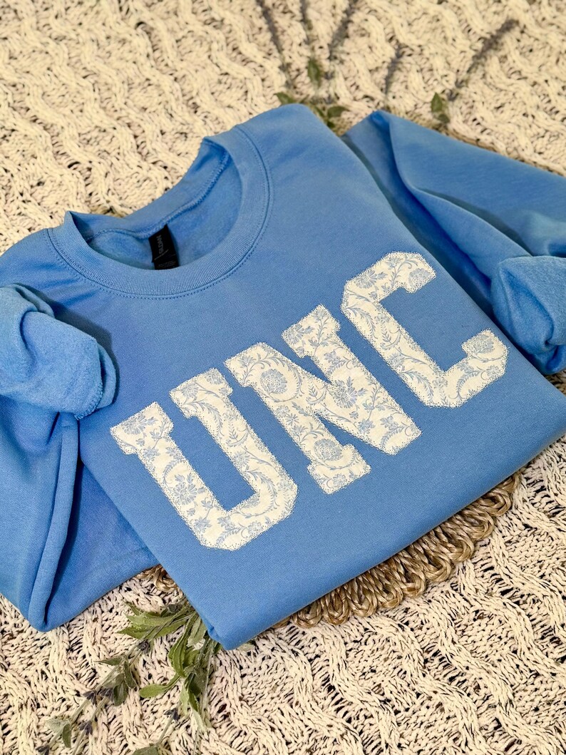 Custom Stitched Applique Letter Sweatshirt Floral Fabric Patchwork College Crewneck