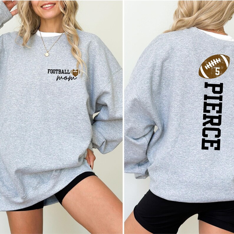 Custom Two-Sided Football Mom Hoodie - Personalized Name & Number Game Day Sweatshirt