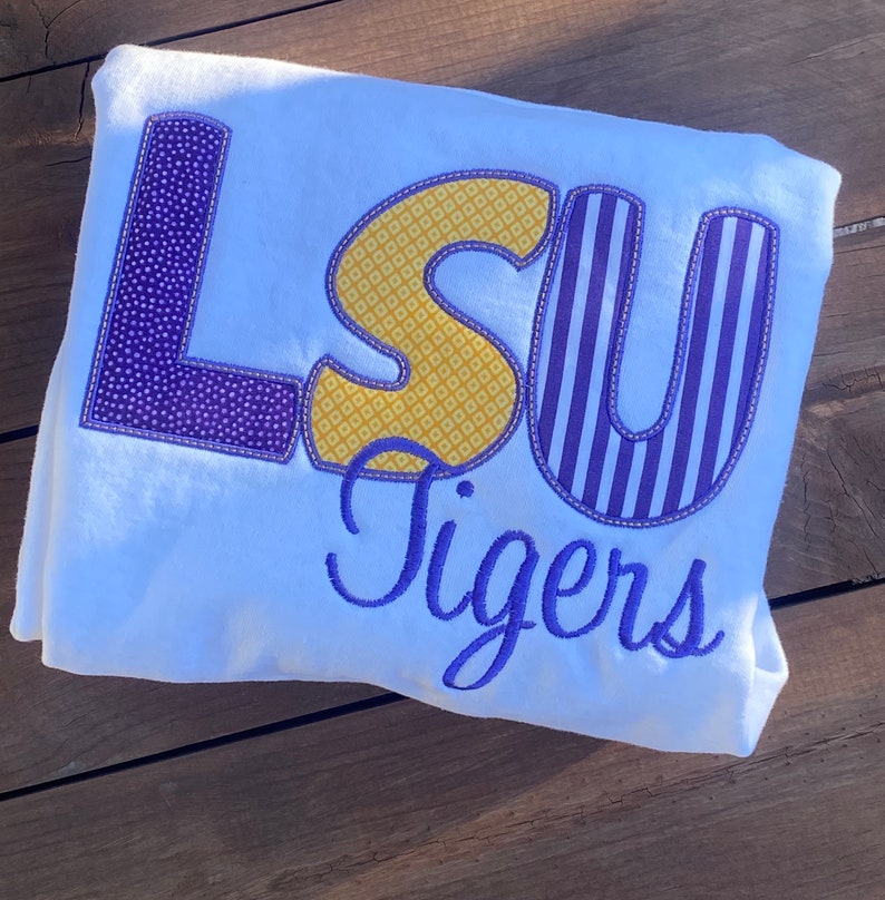 Custom Mixed Pattern Applique Crewneck Sweatshirt, Two-Line Script Mascot Embroidered Game Day Spirit Pullover