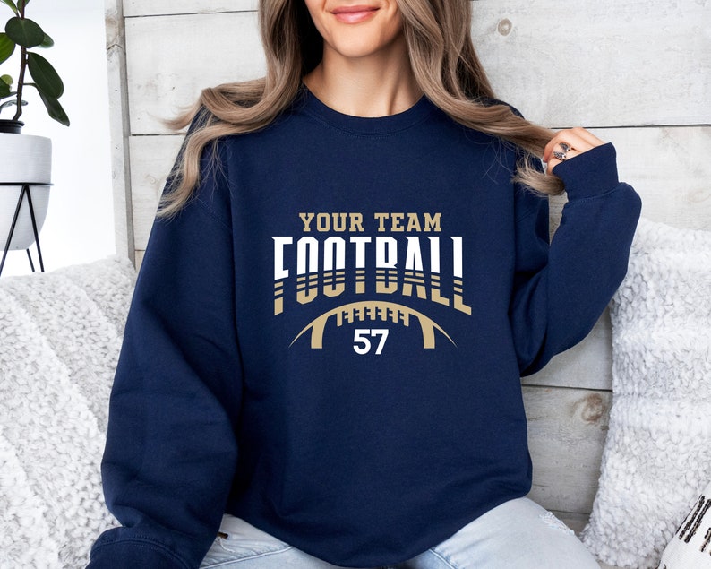 Custom Football Team Name & Number Sweatshirt Personalized Game Day Sports Fan Hoodie Custom Football Mom Apparel