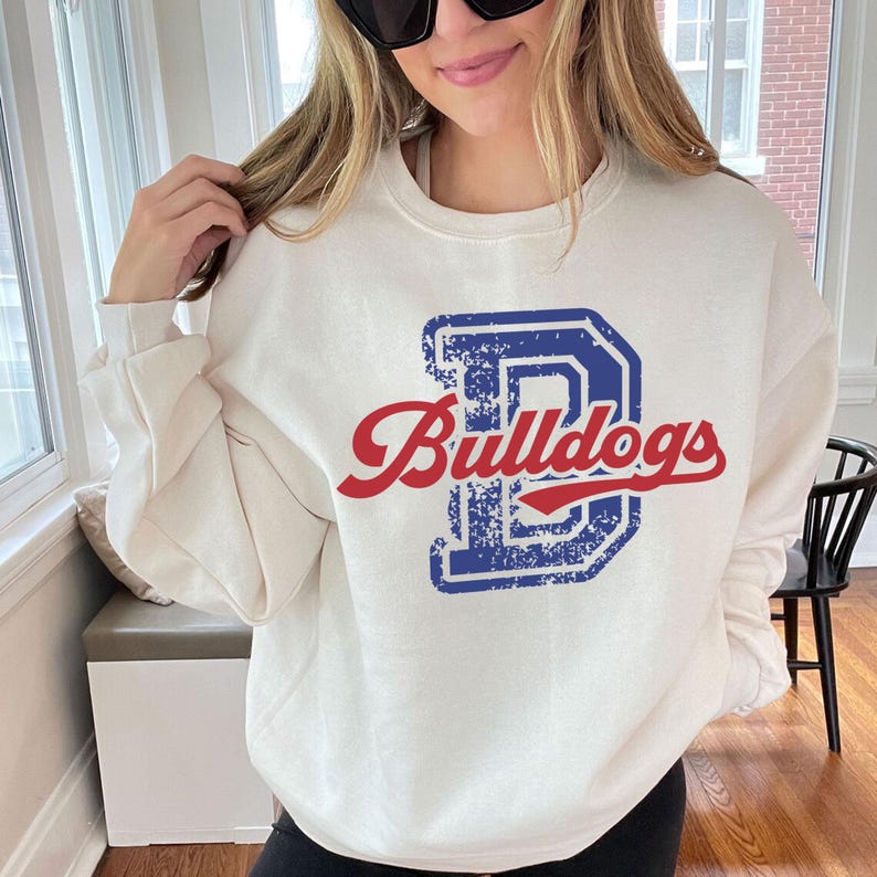 Custom Block Initial Mascot Sweatshirt Distressed Team Letter Script Game Day Crewneck