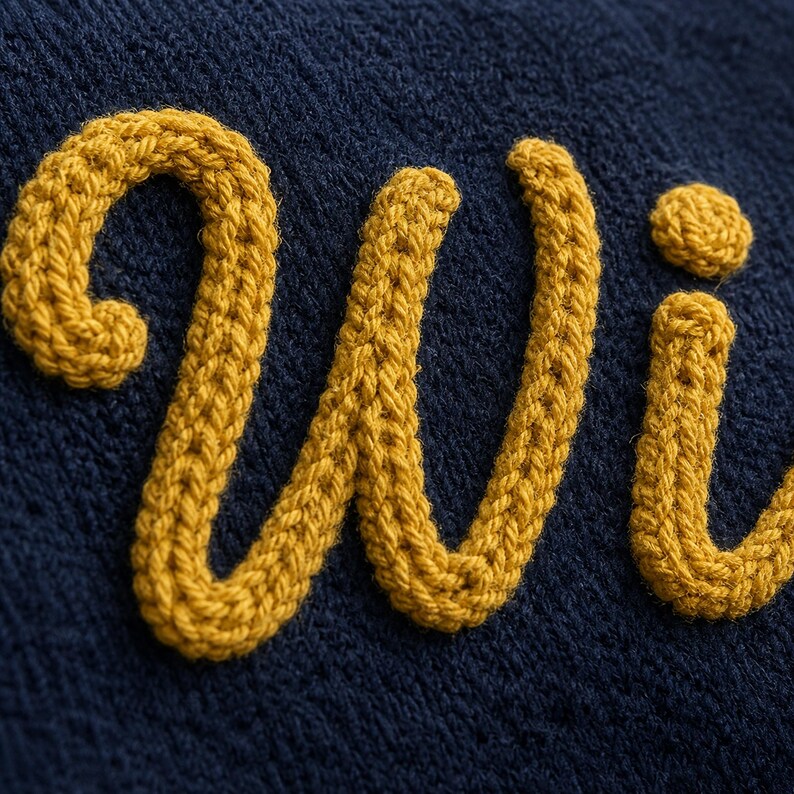 Custom Chunky Knit Mascot Sweatshirt Personalized Yarn Embroidery Game Day Crewneck
