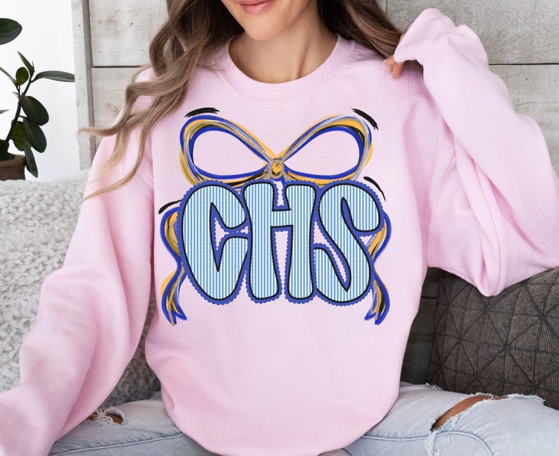 Custom Bow Monogram Sweatshirt Personalized School Spirit Apparel