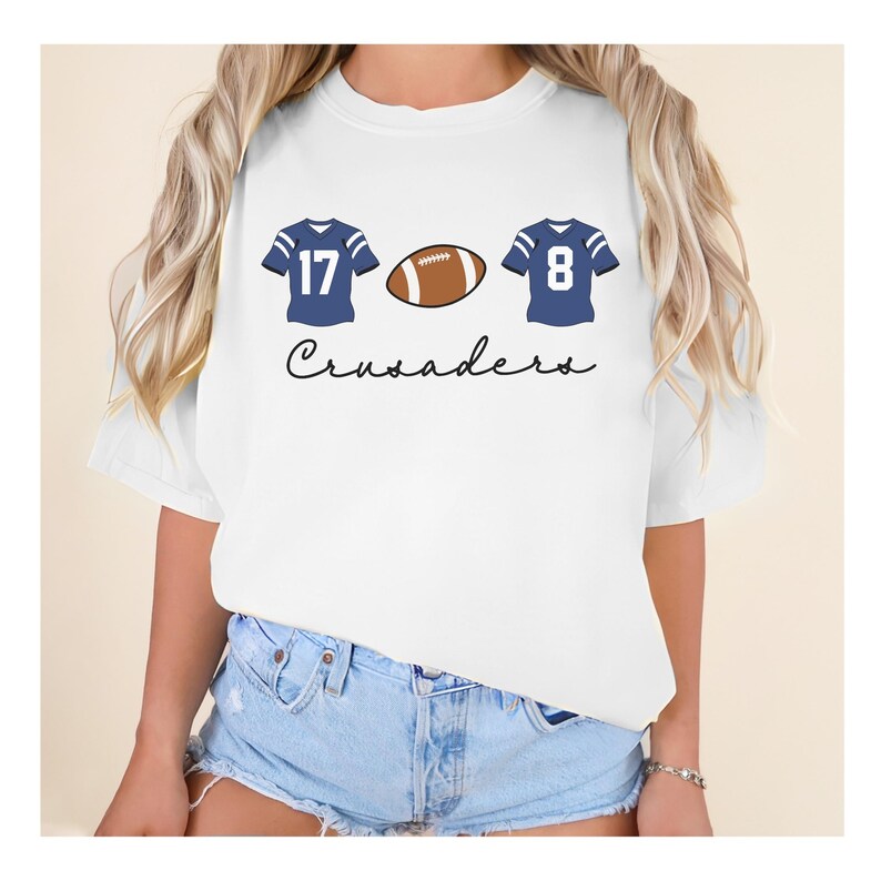 Custom Football Jersey Number T Shirt Personalized Game Day Team Mascot Shirt