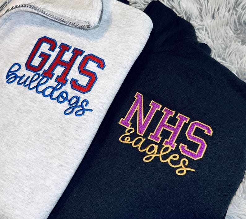 Custom Embroidered Half Zip Sweatshirt Personalized School Mascot Apparel