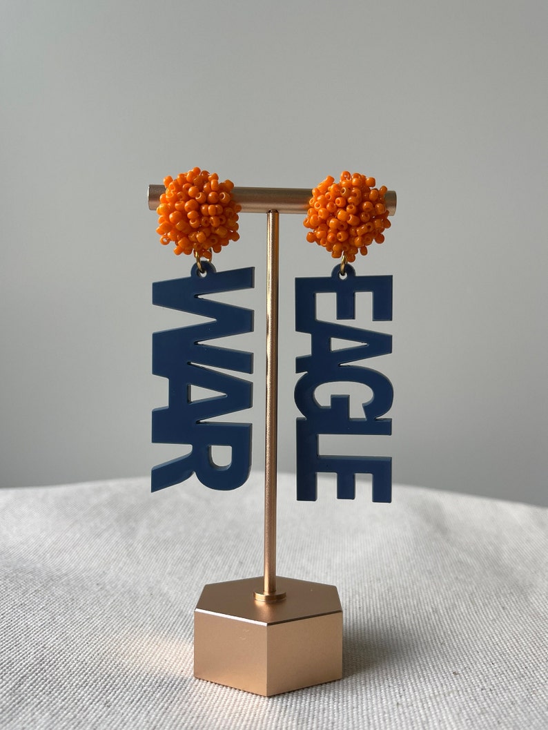 Custom Game Day Acrylic Earrings - Personalized Mascot & Team Spirit Beaded Letter Dangle Earrings