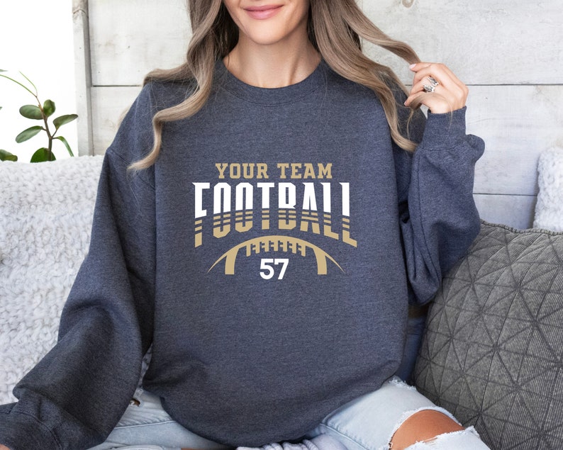Custom Football Team Name & Number Sweatshirt Personalized Game Day Sports Fan Hoodie Custom Football Mom Apparel