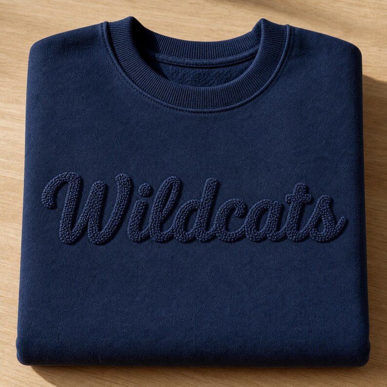 Custom Chunky Knit Mascot Sweatshirt Personalized Yarn Embroidery Game Day Crewneck