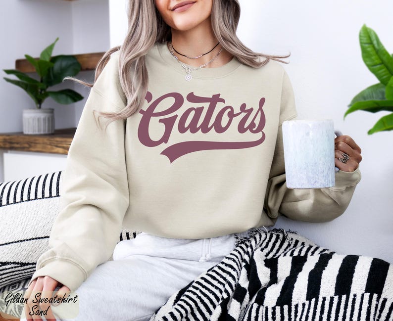 Custom Tail Sweep Mascot Sweatshirt Retro Cursive Game Day Crewneck