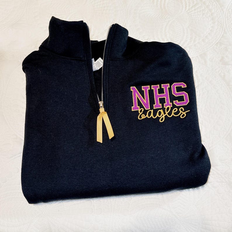 Custom Embroidered Half Zip Sweatshirt Personalized School Mascot Apparel