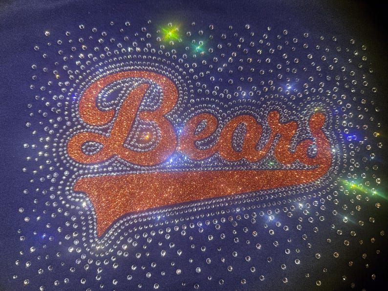 Custom Mascot Rhinestone Sweatshirt Glitter Script Bling Game Day Glam Crewneck