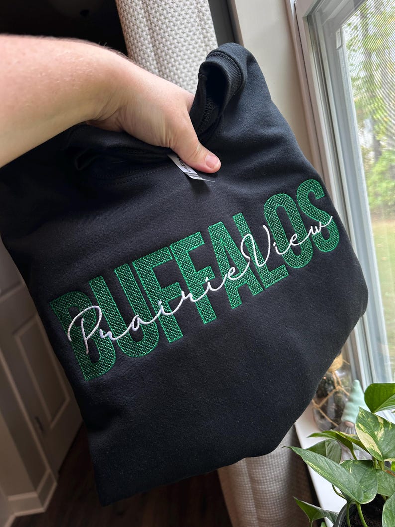 Hollow Mesh Outline Embroidery Custom School Mascot Crewneck For Stadium Tailgates
