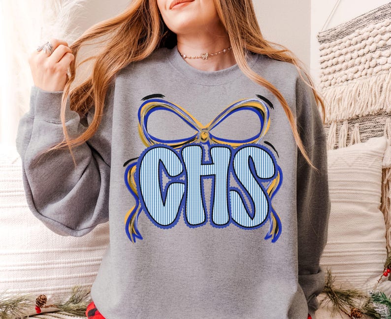 Custom Bow Monogram Sweatshirt Personalized School Spirit Apparel