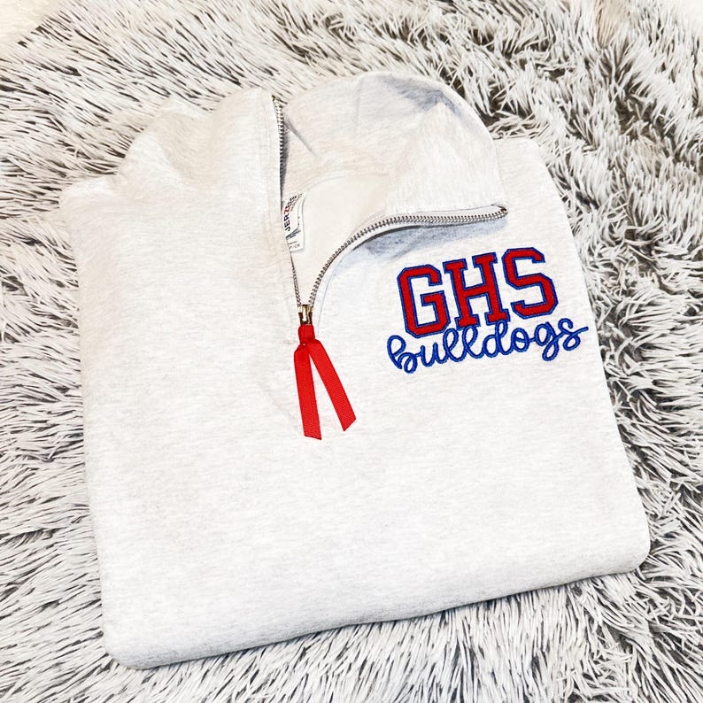 Custom Embroidered Half Zip Sweatshirt Personalized School Mascot Apparel