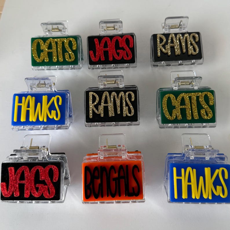 Custom Team Name Hair Claw Clip, Personalized Sports Hair Clip, Game Day Team Spirit Accessory