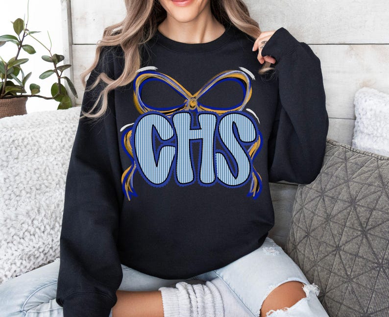 Custom Bow Monogram Sweatshirt Personalized School Spirit Apparel