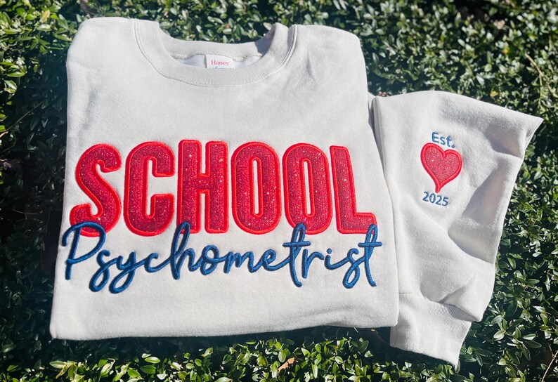 Custom Glitter Applique Sweatshirt Embroidered Cursive Mascot Name Game Day Sleeve Detail Apparel