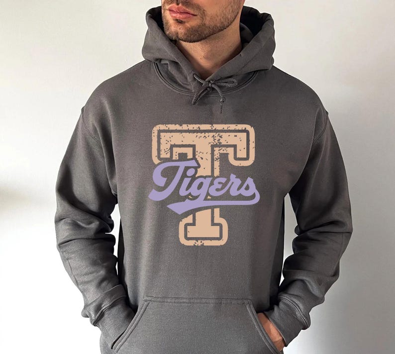 Custom Block Initial Mascot Sweatshirt Distressed Team Letter Script Game Day Crewneck