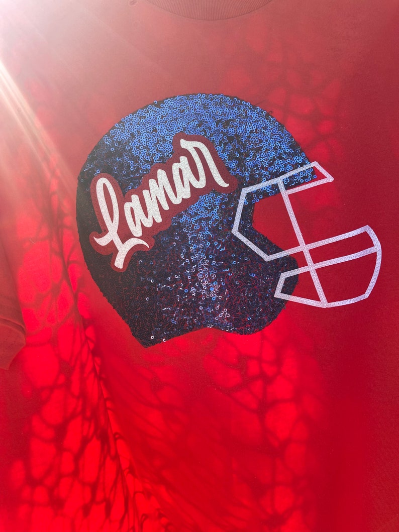 Custom Sequin Football Helmet Bleached Sweatshirt Sparkling Game Day Apparel