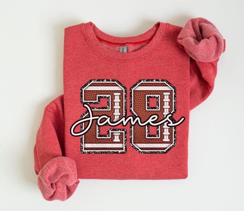 Custom Football Texture Number Sweatshirt Personalized Player Name Game Day Apparel